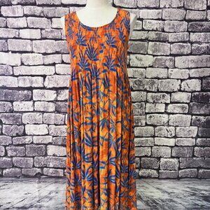 Mirror Image Orange & Blue Scoop Neck Dress/Cover Up Size L